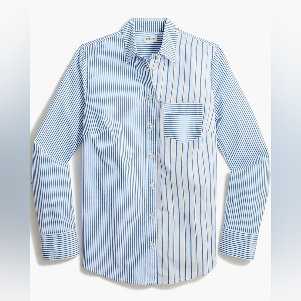 Striped cotton-blend poplin shirt in signature fit, M